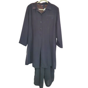 Vintage Venezia Black Button Down Pant Set Size 14